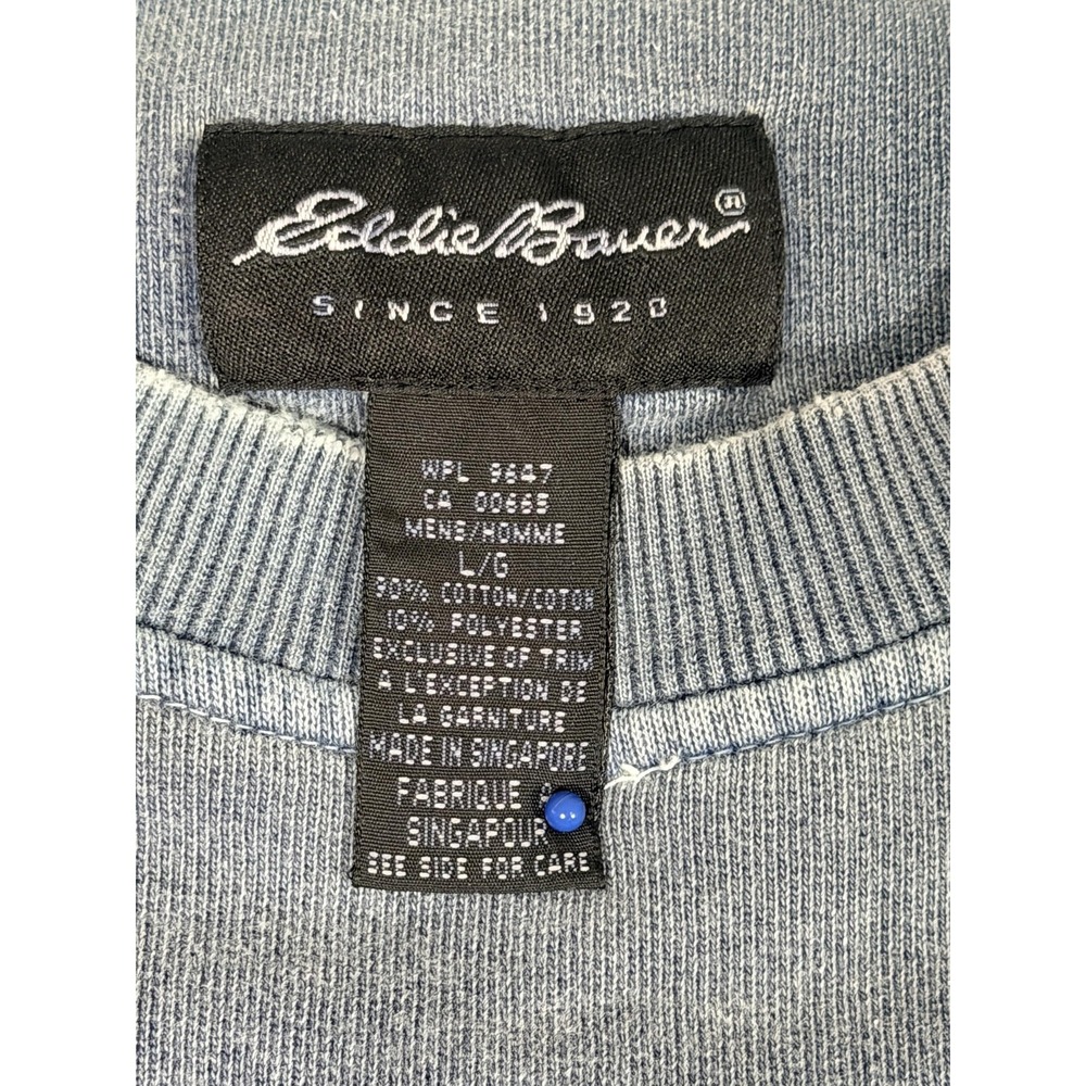 Eddie Bauer Sweatshirt Mens Large Blue Crewneck Pullover Fleece Embroidered Logo - Picture 2 of 6
